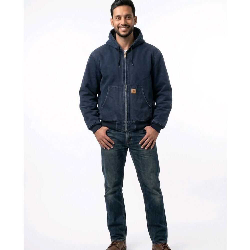 Carhart Navy Blue Jacket Size XLarge Made In Mexico Full Zip Up
